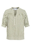 Sugarlips Catana Stripe Split Neck Top In Multi