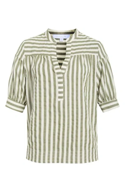 Sugarlips Catana Stripe Split Neck Top In Multi