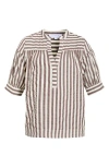 Sugarlips Catana Stripe Split Neck Top In Multi