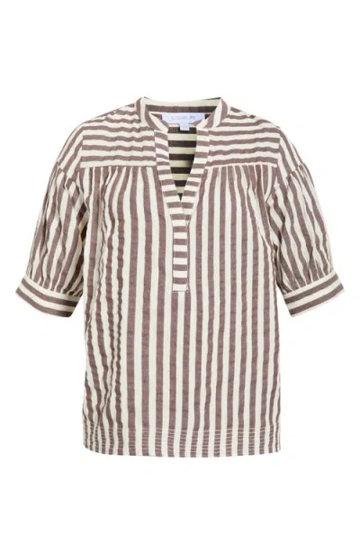 Sugarlips Catana Stripe Split Neck Top In Multi