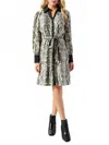 Sugarlips Celeste Snake Skin Button Front Dress In Grey In Gray
