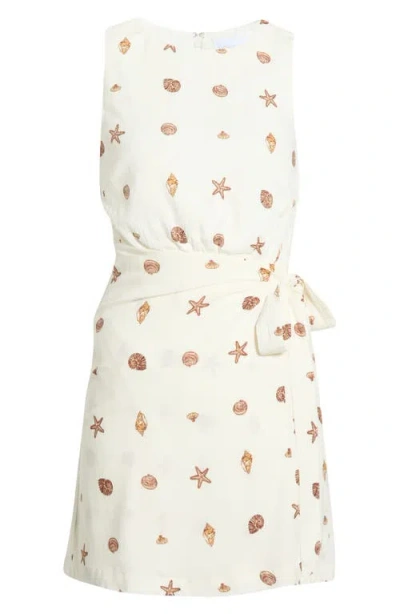 Sugarlips Cerise Shells Janis Faux Wrap Minidress In White