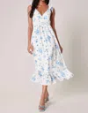 Sugarlips Chandler Floral Tie Knot Dress In Blue In Blue