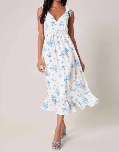 Sugarlips Chandler Floral Tie Knot Dress In Blue