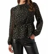 Sugarlips Chandra Floral Peplum Top In Gold In Green