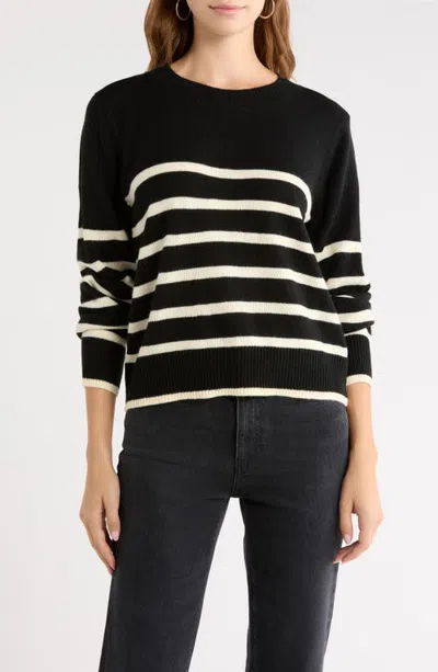 Sugarlips Chantilly Stripe Sweater In Black Creme