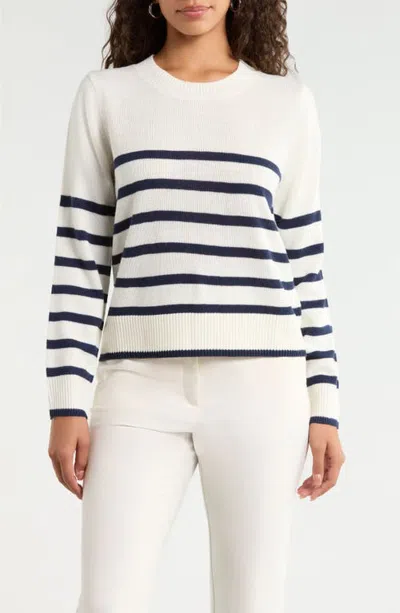 Sugarlips Chantilly Stripe Sweater In Cream Navy