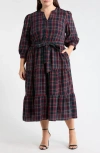 Sugarlips Chapman Plaid Yanis Midi Shirtdress In Black