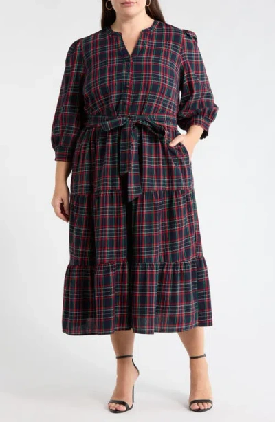 Sugarlips Chapman Plaid Yanis Midi Shirtdress In Black