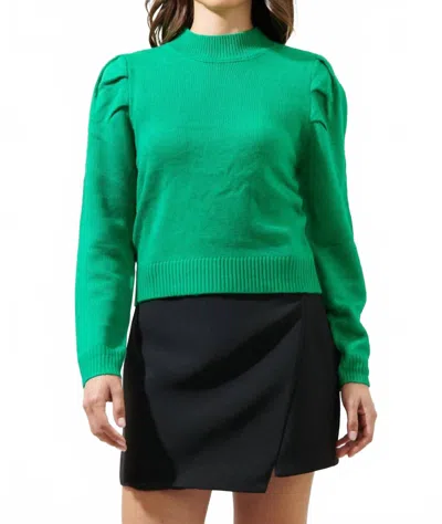 Sugarlips Charmer Puff Sleeve Sweater In Green