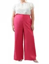 Sugarlips Chelsea Belted Wide Leg Trousers Curve In Fuschia In Pink