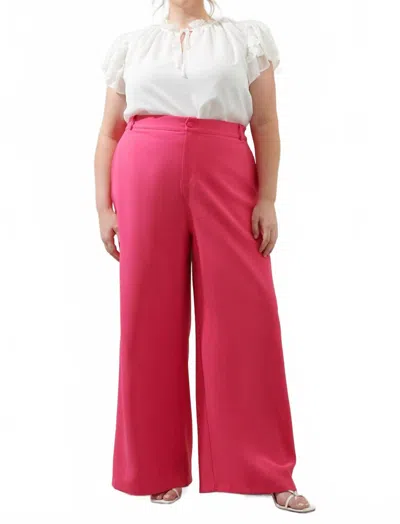 SUGARLIPS CHELSEA BELTED WIDE LEG TROUSERS CURVE IN FUSCHIA