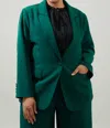 Sugarlips Chelsea Fitted Notch Lapel Blazer - Plus In Emerald In Gold