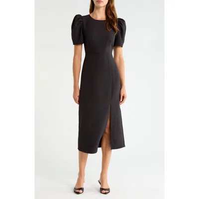 Sugarlips Chelsea Puff Sleeve Midi Dress In Black