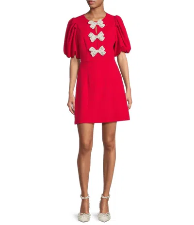 Sugarlips Cherry Belle Pearl Bow Mini Dress In Red