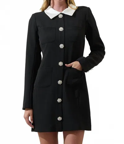 Sugarlips Ciana Button Down Collared Mini Dress In Black