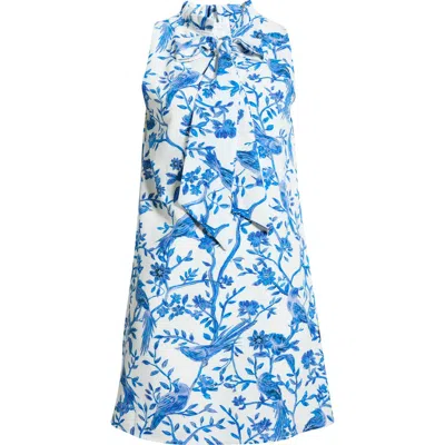 Sugarlips Ciela Floral Print Trapeze Minidress In Blue
