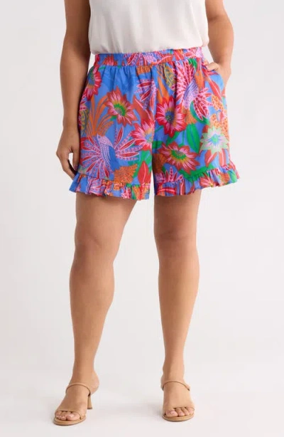 Sugarlips Cindal Floral Daniela Ruffle High Waist Shorts In Multi