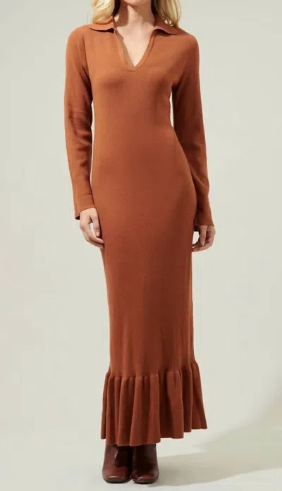 Sugarlips Cinnamon Sweater Maxi Dress In Brown