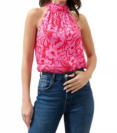 Sugarlips Claire Halter Blouse In Pink-red In Blue