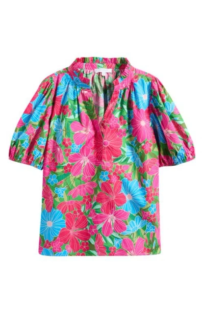 Sugarlips Close To You Floral Split Neck Top In Multi