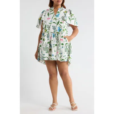 Sugarlips Clove Garden Floral Babydoll Dress In White