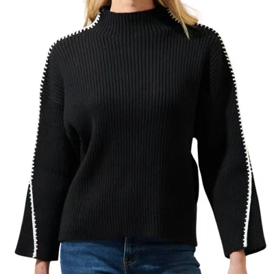 Sugarlips Cole Whipstitch Turtle Neck Sweater In Black