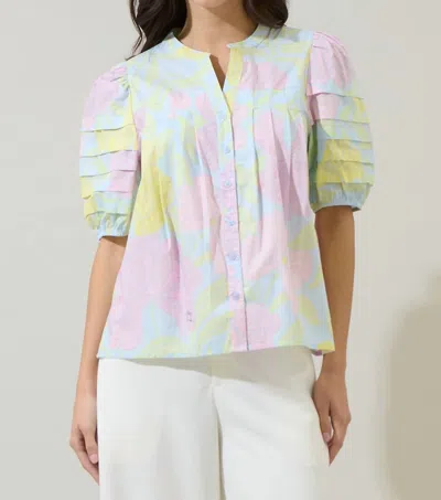 Sugarlips Court Button Down Top In Brisa Floral In Metallic
