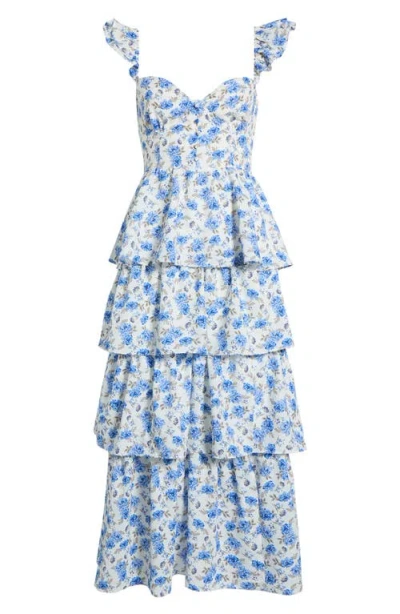 Sugarlips Covina Tiered Midi Dress In Multi