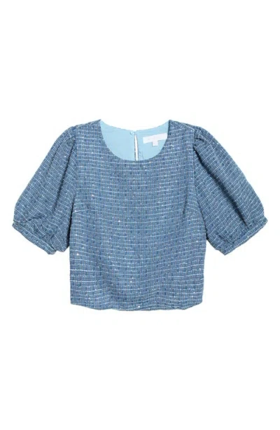 Sugarlips Crop Tweed Top In Blue