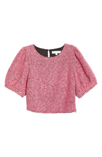 Sugarlips Crop Tweed Top In Pink