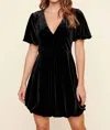 Sugarlips Dakota Velvet Volume Hem Mini Dress In Black In Black