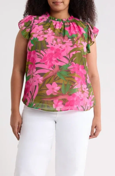 Sugarlips Dandi Floral Veda Cap Sleeve Top In Multi