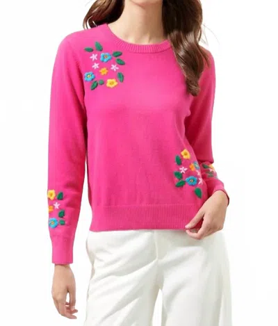 Sugarlips Dandy Bouquet Crew Neck Sweater In Fuchsia In Pink