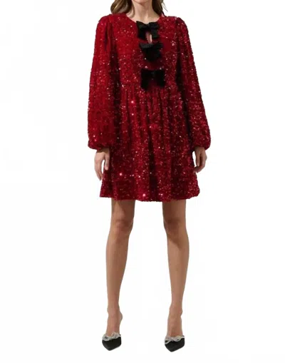 Sugarlips Darla Sequin Glow Bow Mini Dress In Red
