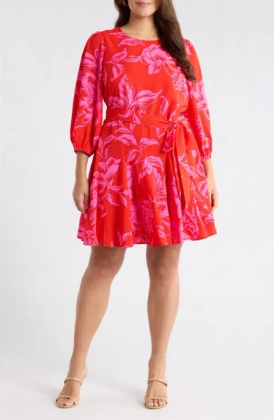 Sugarlips Darline Floral Collins Godet Minidress In Red