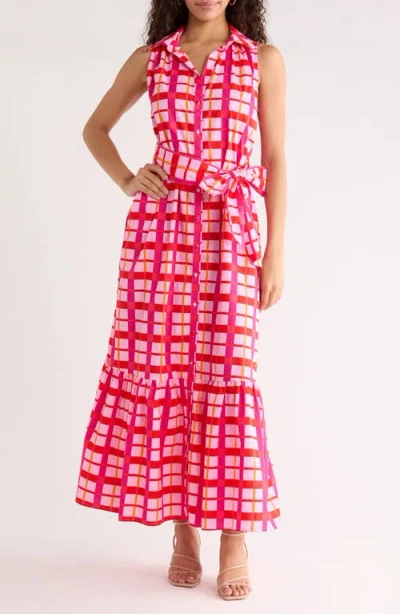 Sugarlips Darvy Plaid Sleeveless Dress In Pink
