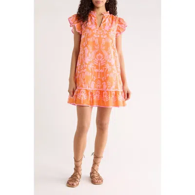 Sugarlips Davina Floral Egga Shift Minidress In Orange