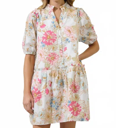 Sugarlips Day Lily Fleda Shift Mini Dress In Off White Multi
