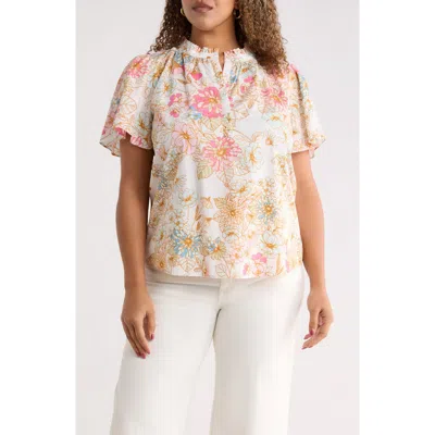 Sugarlips Day Lily Floral Ruffle Top In Multi
