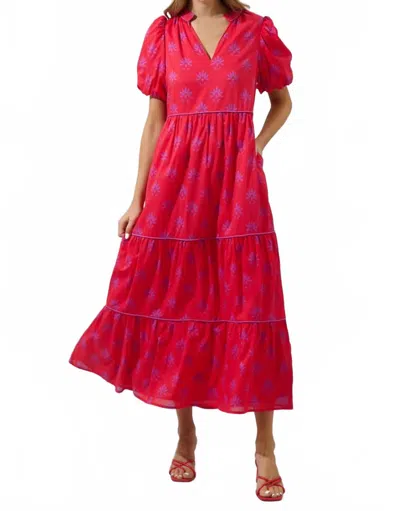 Sugarlips Delmas Floral Renley Tiered Maxi Dress In Berry Purple In Pink