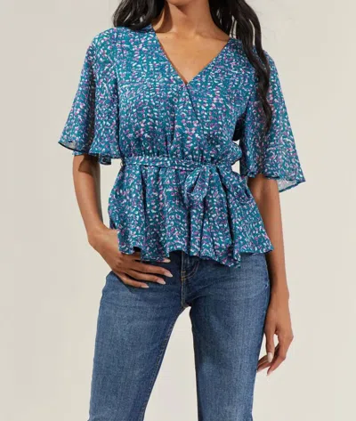 Sugarlips Demi Blouse In Green-multi In Blue