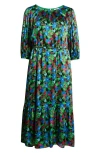Sugarlips Destine Floral Print Long Sleeve Maxi Dress In Green
