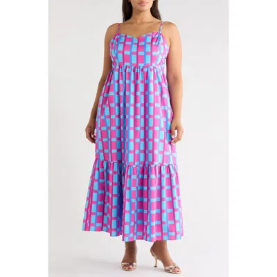 Sugarlips Devania Brush Cabana Flowy Maxi Dress In Blue