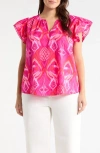 Sugarlips Devant Carya Ruffle Cotton Top In Pink