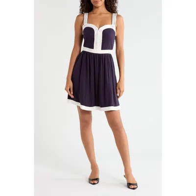 Sugarlips Diamy Contrast Braided Trim Minidress In Navy-white