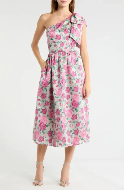 Sugarlips Dionne Floral Jacquard Midi Dress In Pink