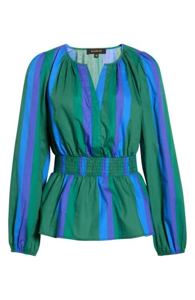 Sugarlips Dolary Stripe Mirana Smock Top In Green