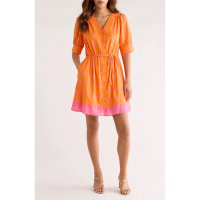 Sugarlips Donna Dot Elanie Button Midi Dress In Orange
