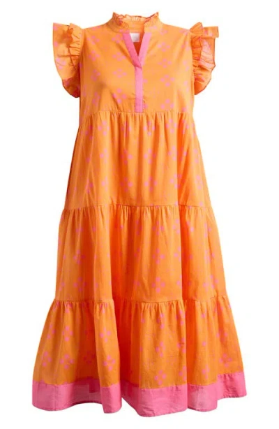 Sugarlips Donna Dot Mirna Tiered Midi Dress In Orange